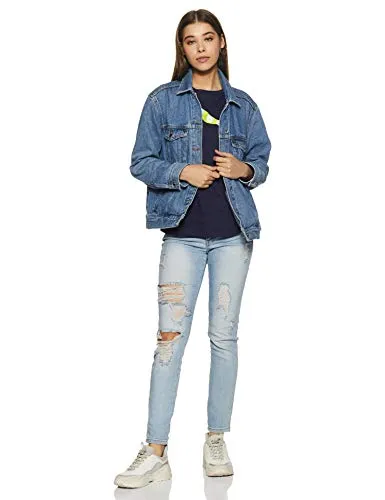 Puma Women's Solid Regular T-Shirt (85595703_Peacoat S)
