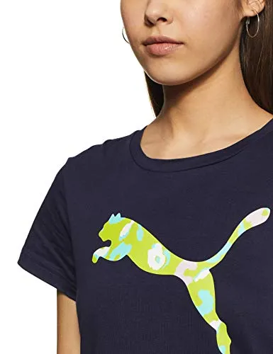 Puma Women's Solid Regular T-Shirt (85595703_Peacoat S)