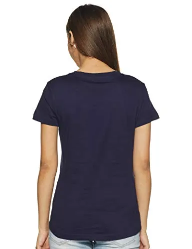 Puma Women's Solid Regular T-Shirt (85595703_Peacoat S)