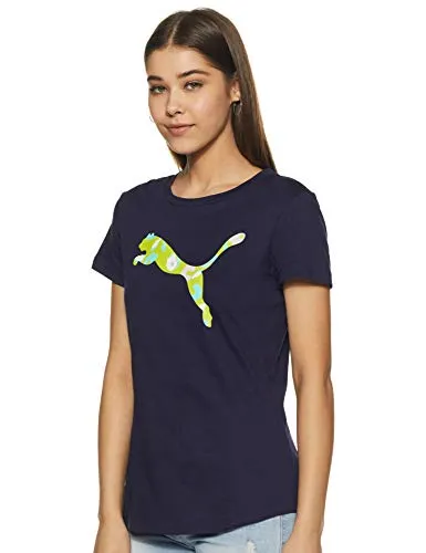 Puma Women's Solid Regular T-Shirt (85595703_Peacoat S)
