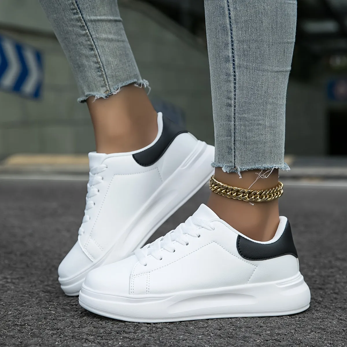 PureStride™ | Women's Clean White Leather Sneakers | Breathable, Lightweight, and Stylish Design for Everyday Wear
