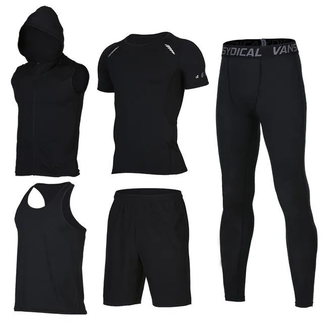 Quick Dry Men's Running Sets 6pieces/sets Compression Sports Suits Basketball Tights Clothes Gym Fitness Jogging Sportswear