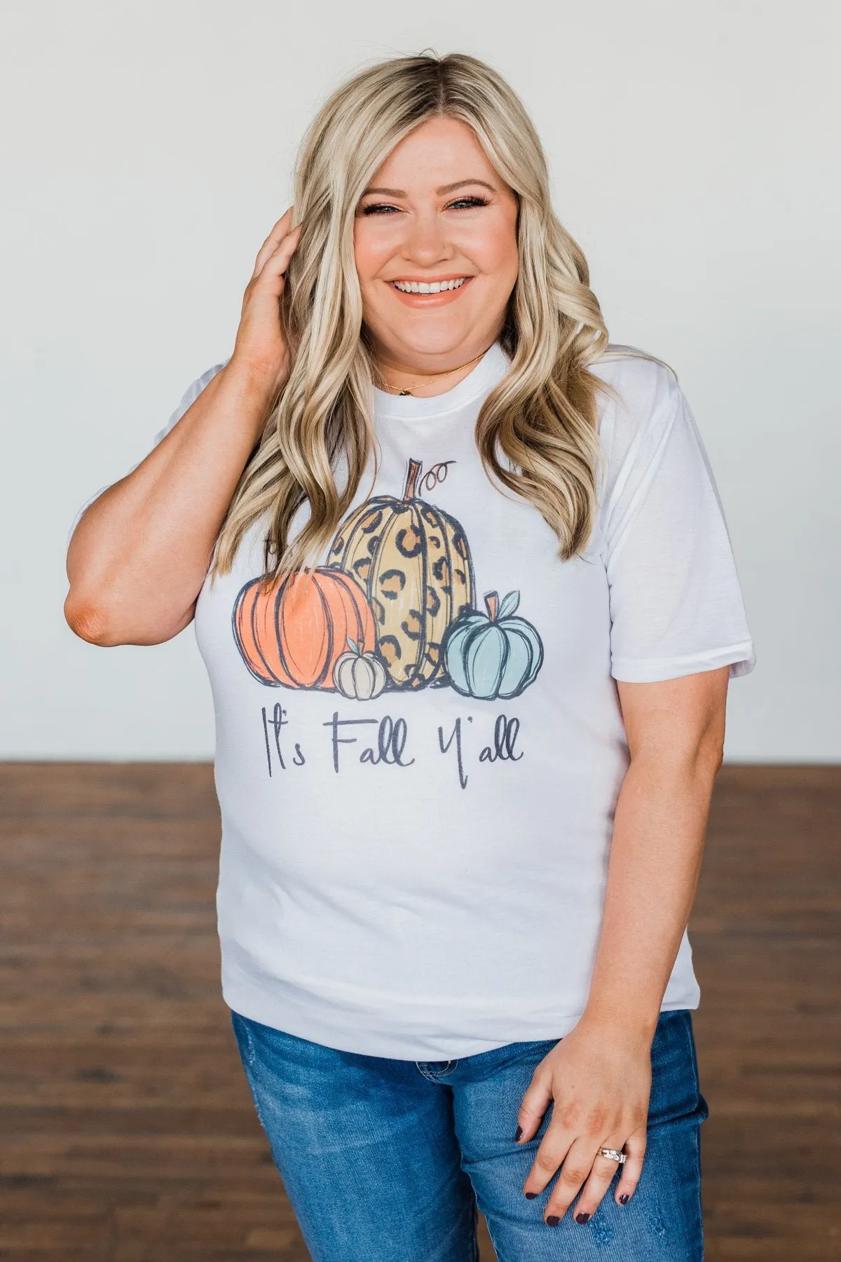 "It's Fall Y'all" Pumpkin Graphic Tee- White
