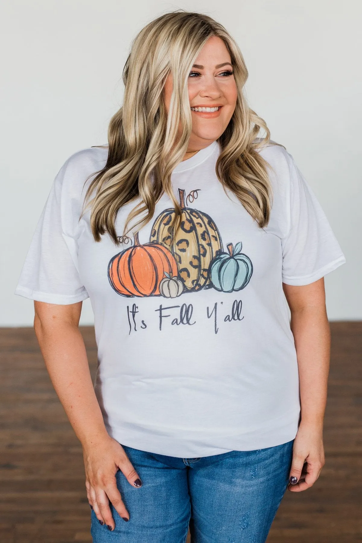 "It's Fall Y'all" Pumpkin Graphic Tee- White