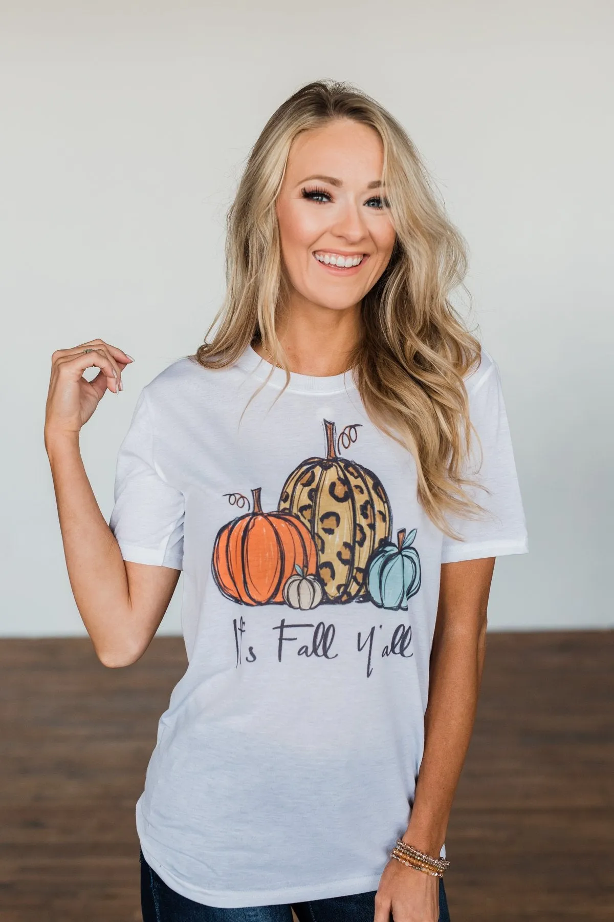 "It's Fall Y'all" Pumpkin Graphic Tee- White