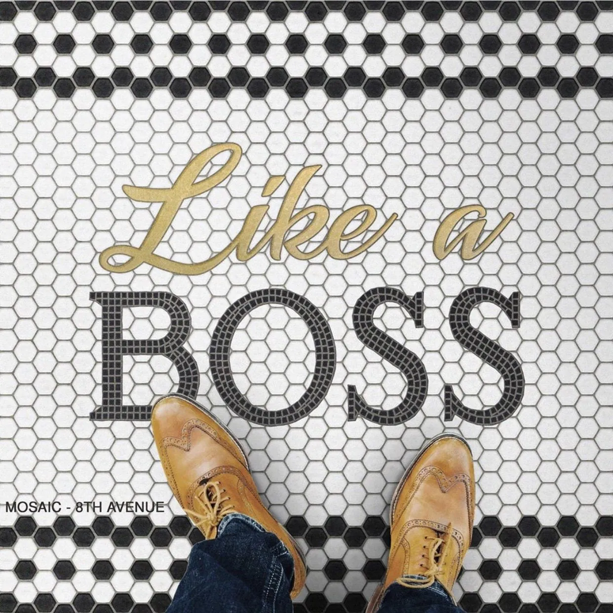 "Like A Boss" Mosaic Vinyl Welcome Mat - Spicher & Co.