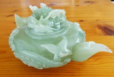 "Power, Strength, Good Luck" Vintage Classic Chinese Jade Dragon Teapot Set  (TEA-8)
