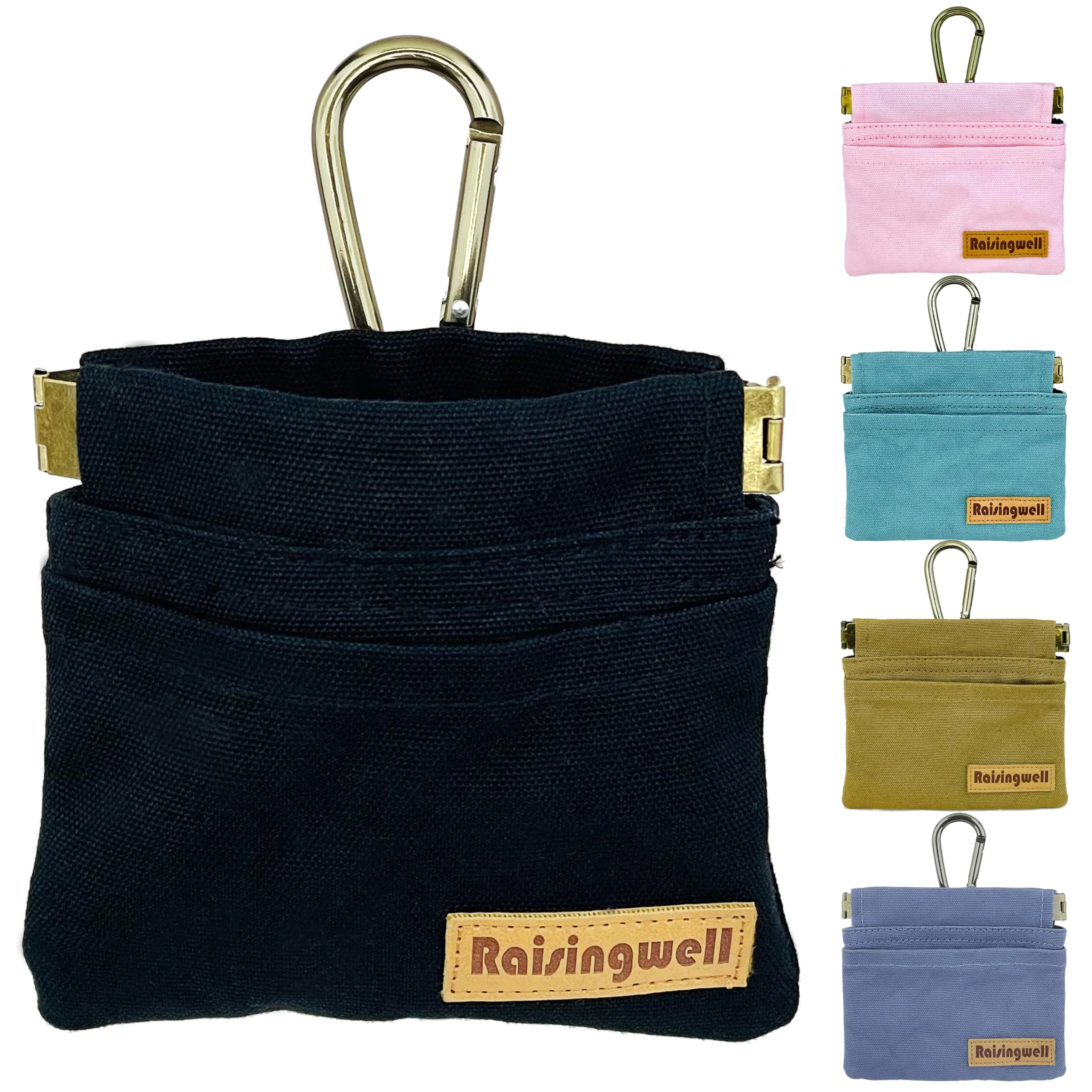 Raisingwell Hand Free Dog Treat Pouch with Carabiner Black