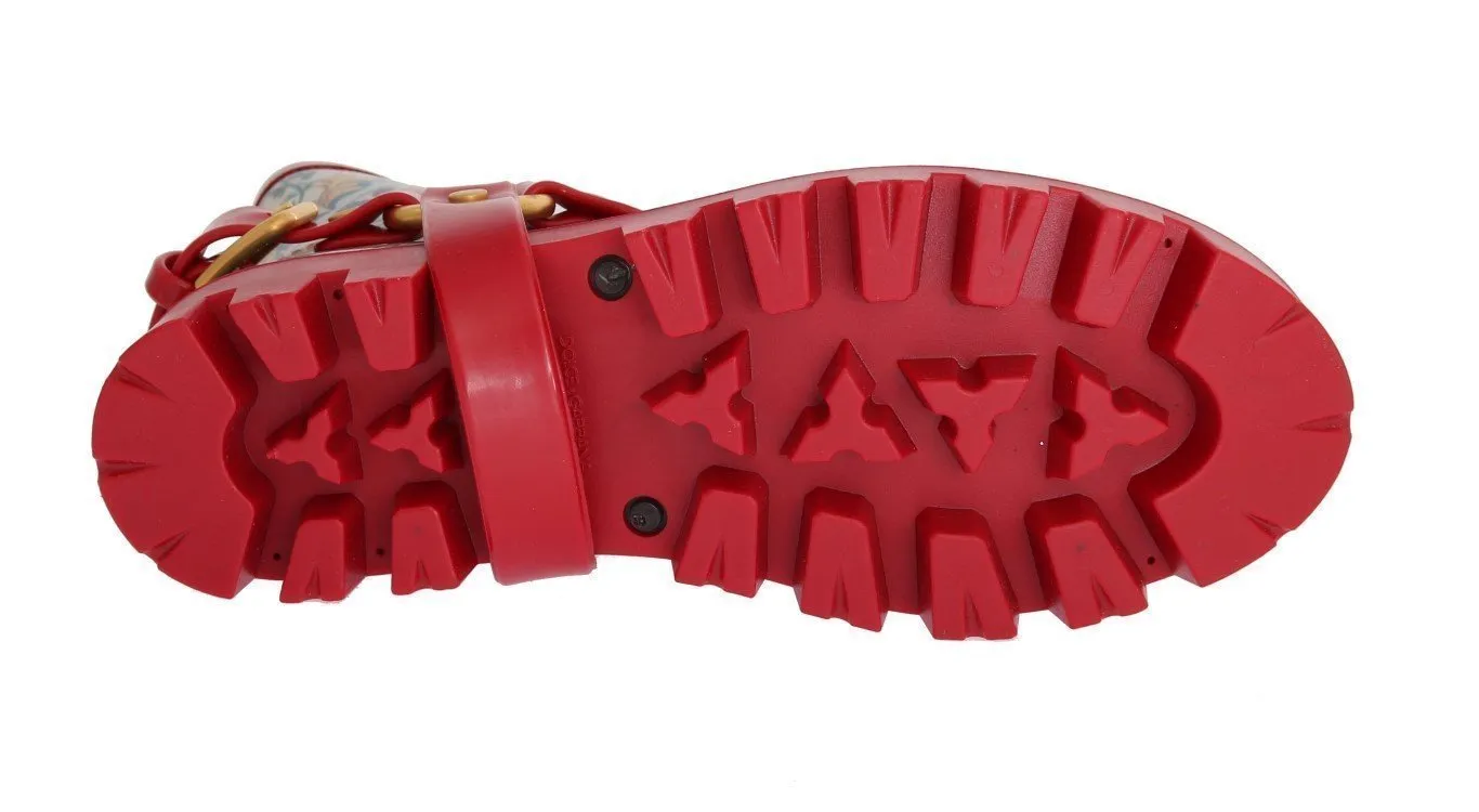 Red Majolica Print Ankle Rubber Boots