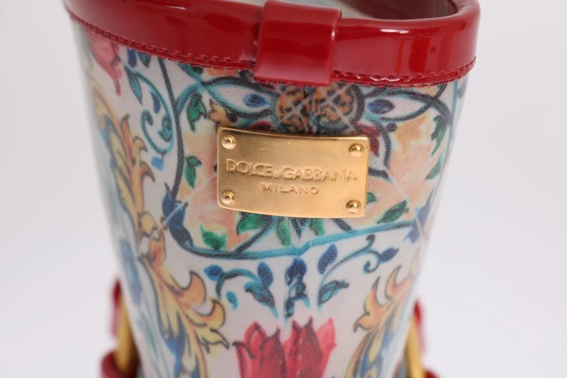Red Majolica Print Ankle Rubber Boots