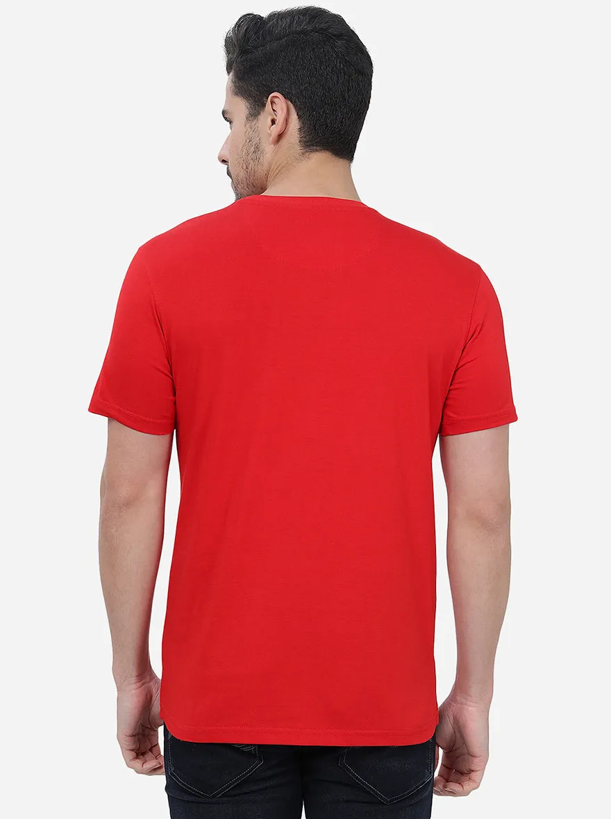 Red Printed Slim Fit T-Shirt | Greenfibre