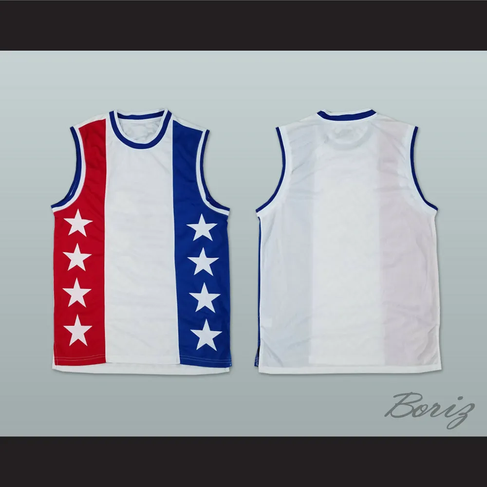 Red White and Blue with Stars Basketball Jersey