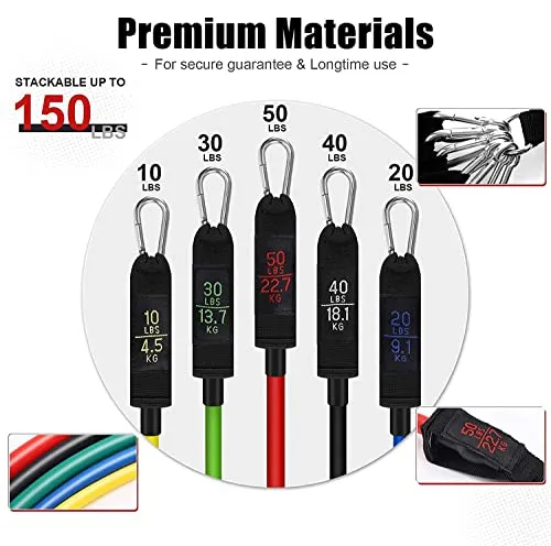 Resistance Bands, Resistance Band Set, Workout Bands, Exercise Bands for Men and Women, Exercise Bands with Door Anchor, Handles, Legs Ankle Straps for Muscle Training, Physical Therapy, Shape Body