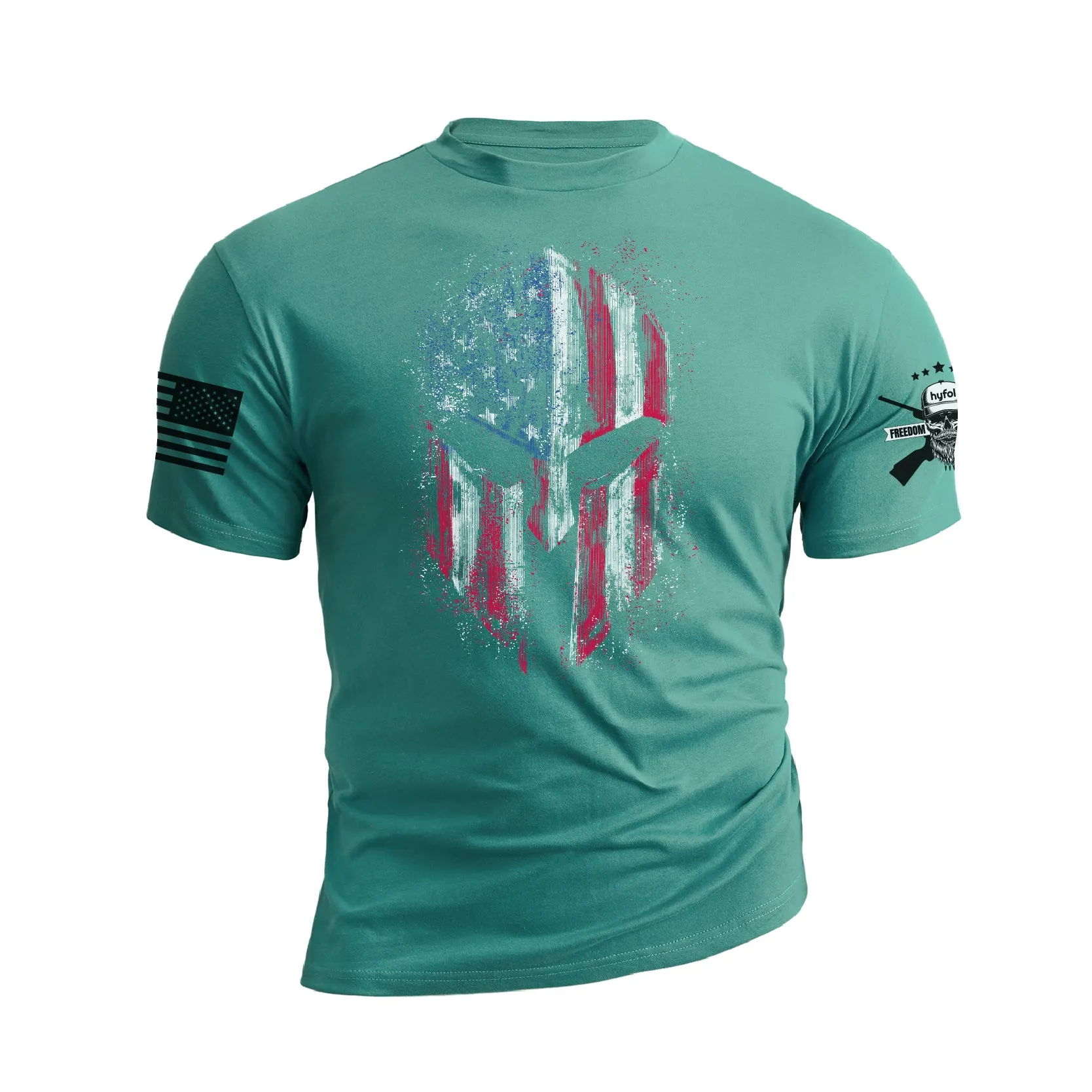 RETRO SPARTAN USA FLAG 100% COTTON GRAPHIC TEE
