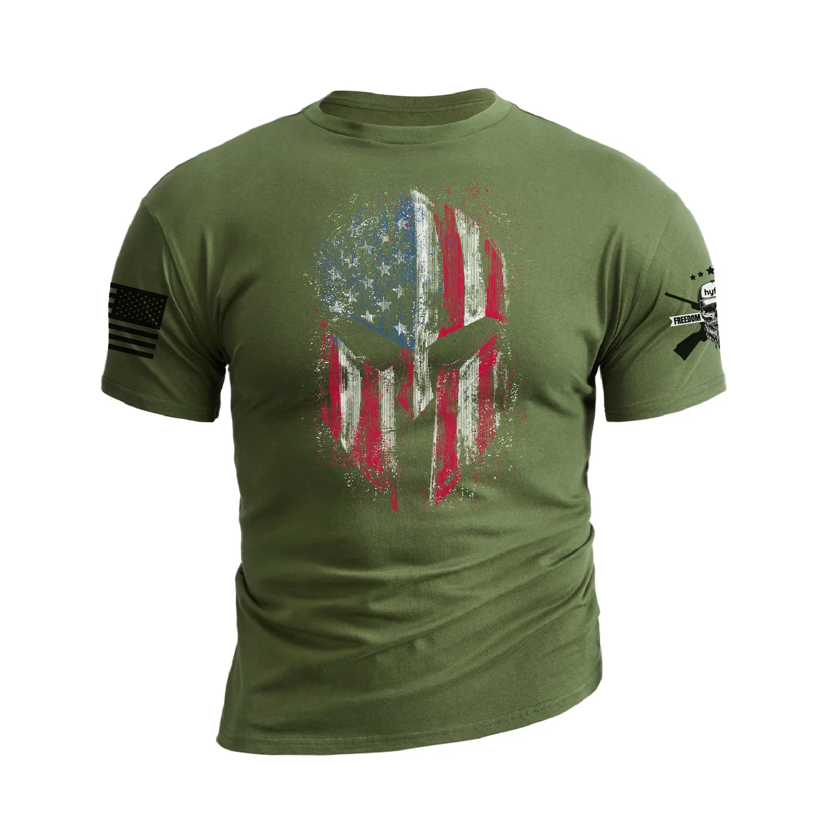 RETRO SPARTAN USA FLAG 100% COTTON GRAPHIC TEE