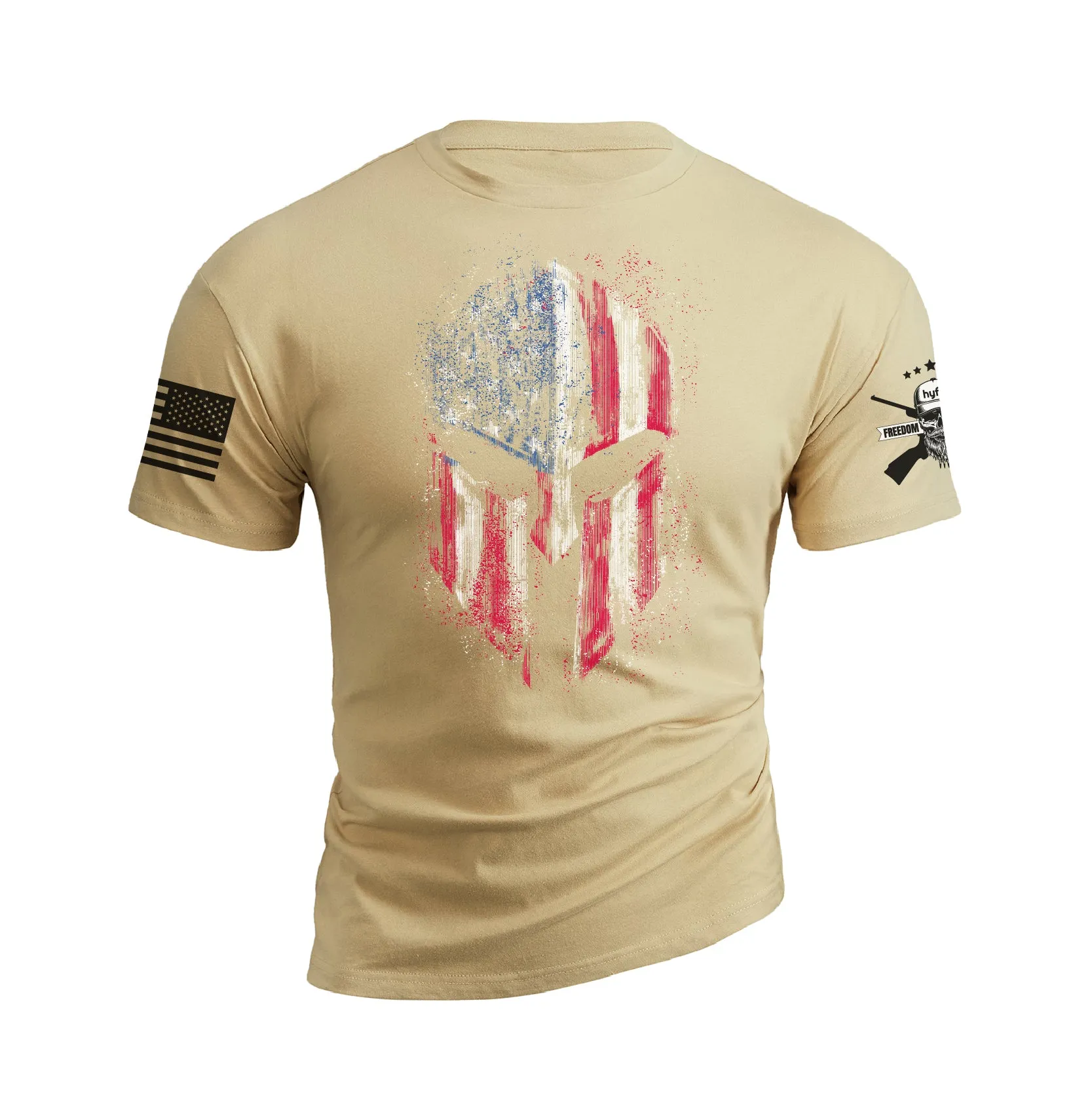 RETRO SPARTAN USA FLAG 100% COTTON GRAPHIC TEE