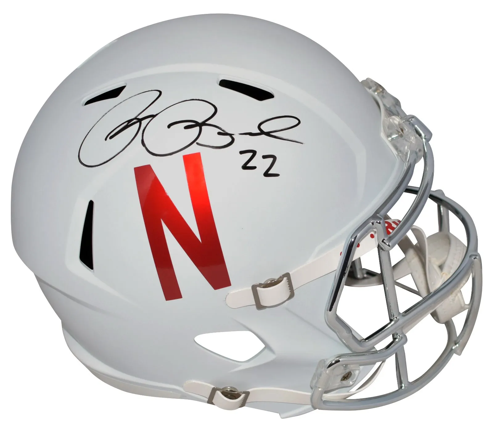 REX BURKHEAD SIGNED NEBRASKA CORNHUSKERS MATTE WHITE FULL SIZE SPEED HELMET
