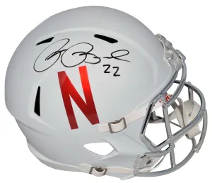REX BURKHEAD SIGNED NEBRASKA CORNHUSKERS MATTE WHITE FULL SIZE SPEED HELMET
