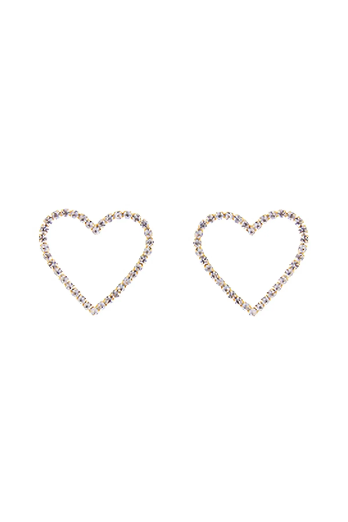 RHINESTONE OPEN HEART POST EARRINGS