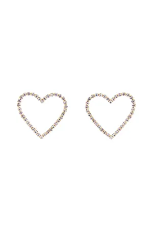 RHINESTONE OPEN HEART POST EARRINGS