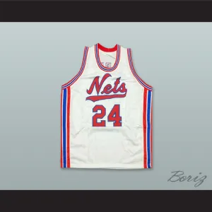 Rick Barry 24 New York Nets White Basketball Jersey
