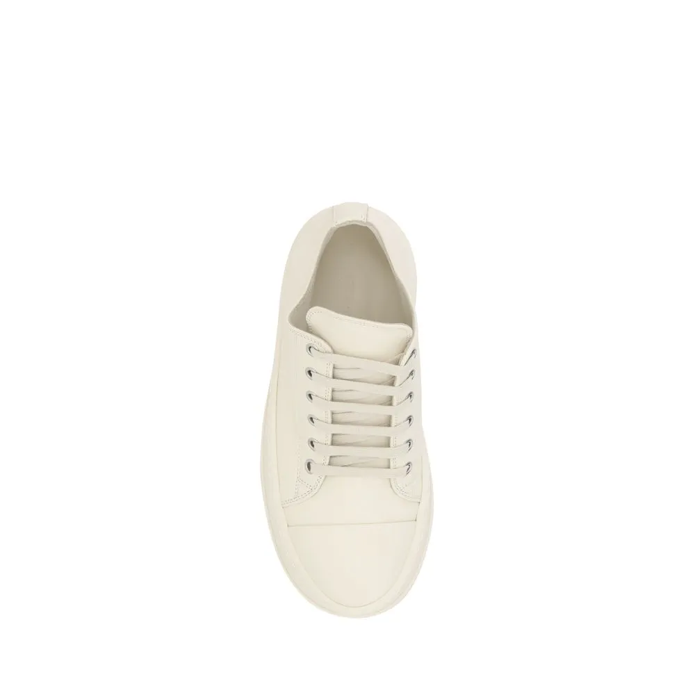 Rick Owens Women Ivory Sneakers Leather Lace Up Solid Casual Wedge Trainer Shoes
