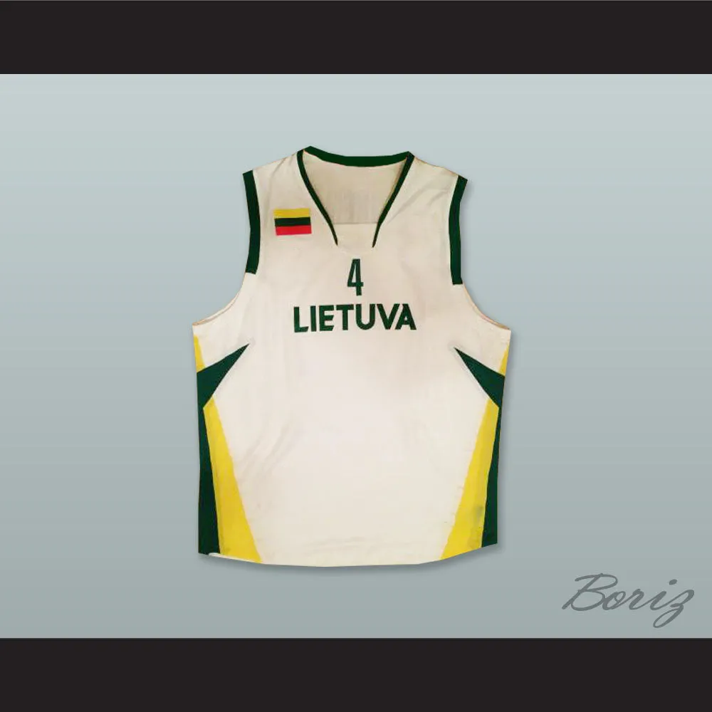 Rimantas Kaukenas 4 Lietuva Lithuania White Basketball Jersey
