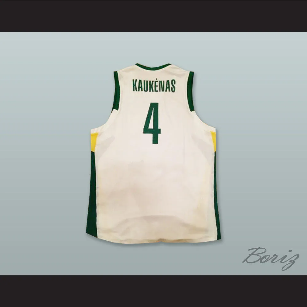 Rimantas Kaukenas 4 Lietuva Lithuania White Basketball Jersey
