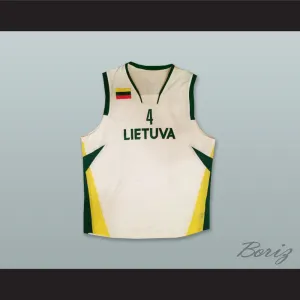 Rimantas Kaukenas 4 Lietuva Lithuania White Basketball Jersey