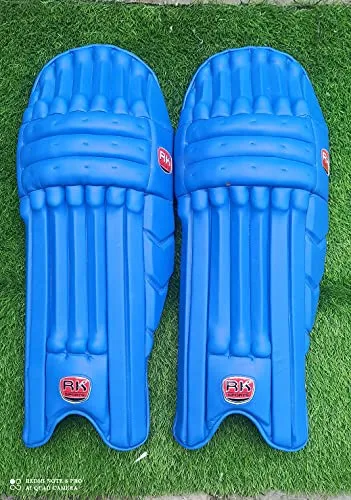 RK KAIME SPORTS Men's Leather Batting Leg Guard/Pad (Blue)