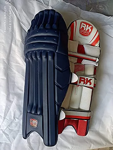 RK KAIME SPORTS Men's Leather Batting Leg Guard/Pad (Blue)