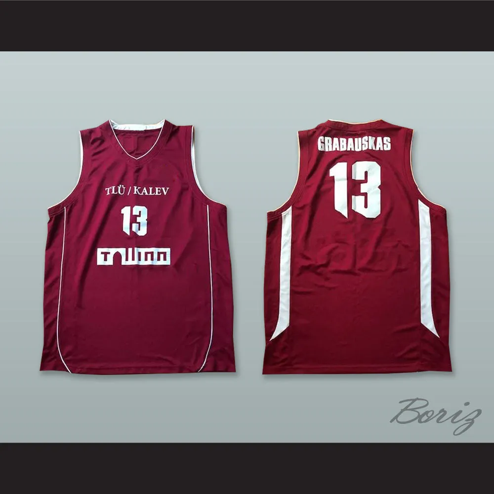 Robertas Grabauskas 13 BC Tallinna Kalev Estonia Maroon Basketball Jersey