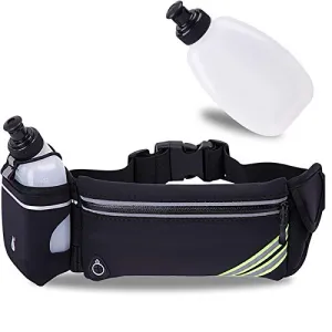 Running Belt Waist Pack with Adjustable Strap&Water Bottle Holder, Slim Fanny Packs for Women,Waterproof Fanny Pack for Men,iPhone Running Holder Cell Phone Belt Pouch Bag for iPhone X/Samsung/LG/Gym