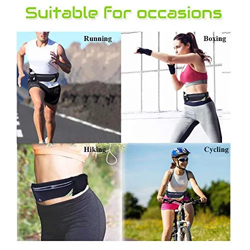 Running Belt Waist Pack with Adjustable Strap&Water Bottle Holder, Slim Fanny Packs for Women,Waterproof Fanny Pack for Men,iPhone Running Holder Cell Phone Belt Pouch Bag for iPhone X/Samsung/LG/Gym