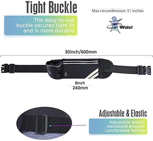 Running Belt Waist Pack with Adjustable Strap&Water Bottle Holder, Slim Fanny Packs for Women,Waterproof Fanny Pack for Men,iPhone Running Holder Cell Phone Belt Pouch Bag for iPhone X/Samsung/LG/Gym