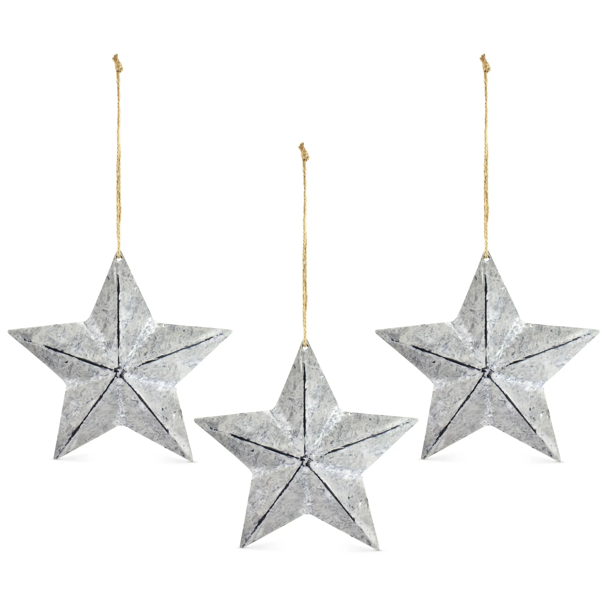 Rustic Galvanized Star Ornaments (3-Pack, 7.5 Inch)