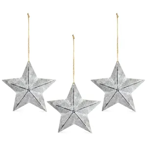 Rustic Galvanized Star Ornaments (3-Pack, 7.5 Inch)