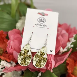 Rustic Leopard Cross earrings