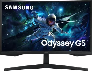 SAMSUNG 27in Odyssey G55C Series QHD 2560 x 1440p, 1000R Curved Gaming Monitor, 1ms(MPRT), VA, HDR10, 165Hz, AMD Radeon FreeSync, Eye Care, LS27CG552ENXZA, 2024 model
