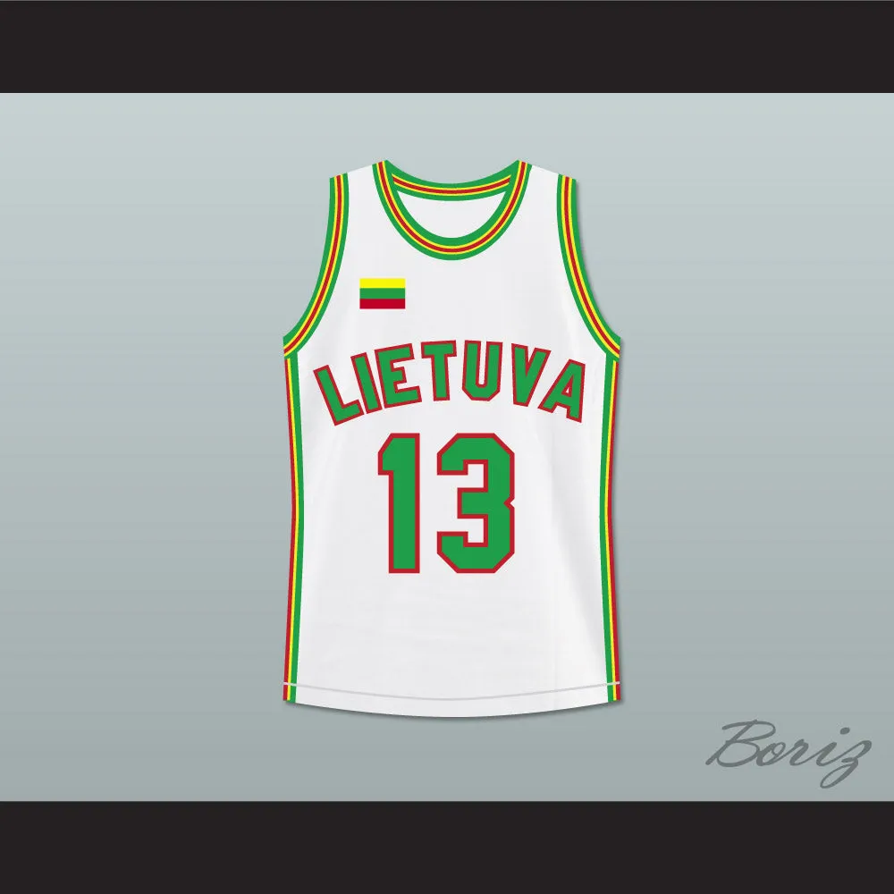 Sarunas Marciulionis 13 Lithuania White Basketball Jersey 1