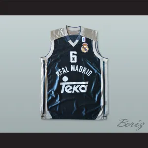 Sasha Djordjevic 6 Real Madrid Dark Blue Basketball Jersey