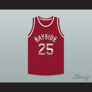 Saved By The Bell Zack Morris 25 Bayside Tigers Basketball Jersey Maroon