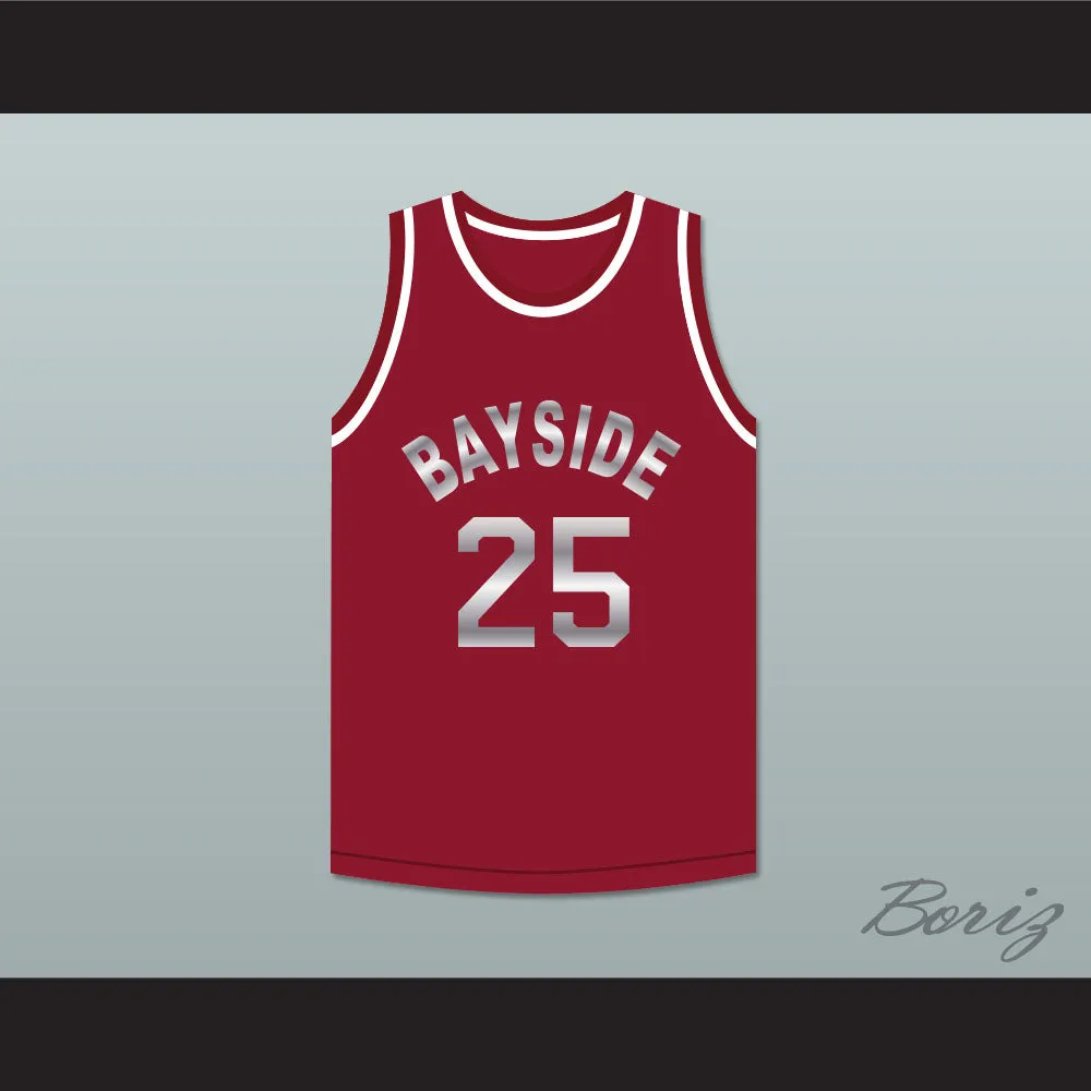 Saved By The Bell Zack Morris 25 Bayside Tigers Basketball Jersey Maroon