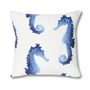 Seahorse Blue Outdoor Pillow