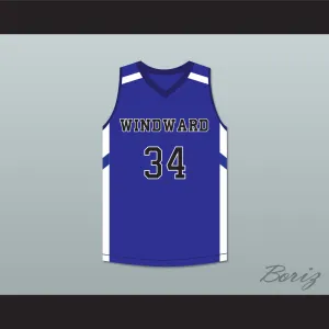 Shareef O'Neal 34 Windward School Wildcats Blue Basketball Jersey 1
