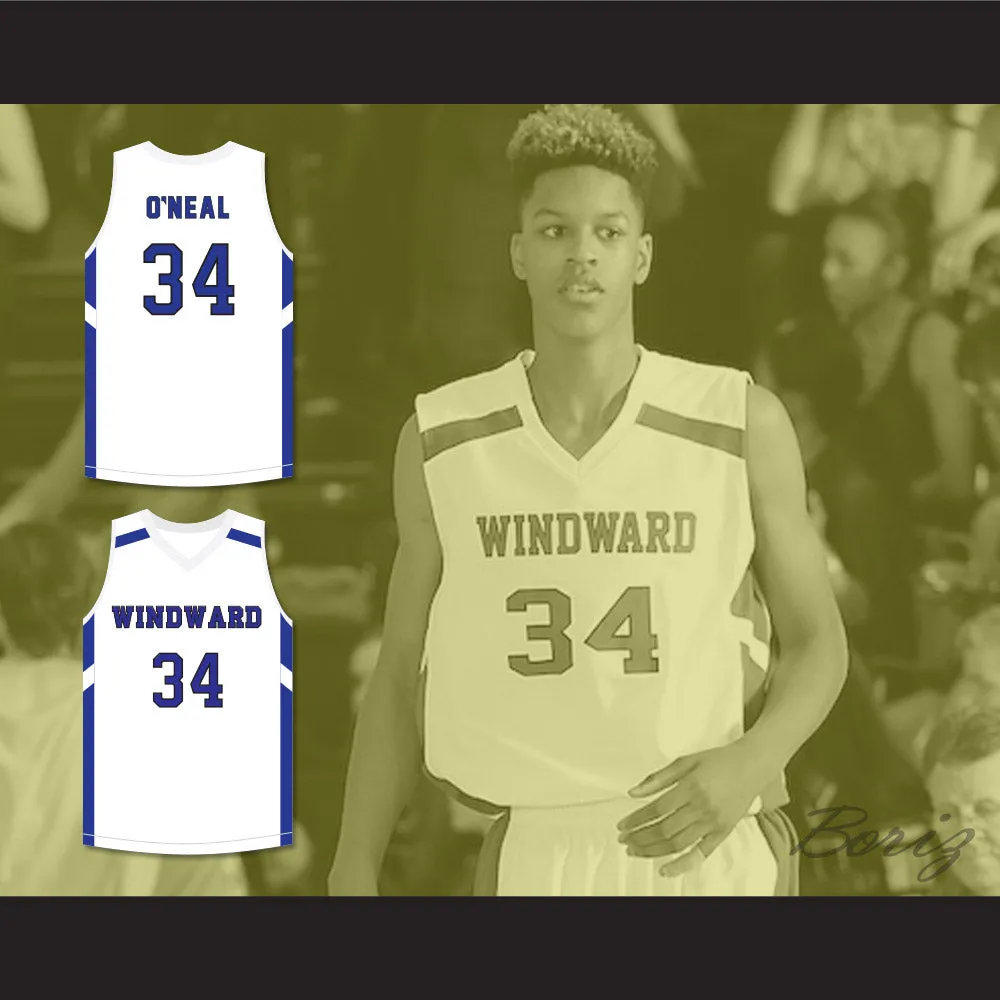Shareef O'Neal 34 Windward School Wildcats White Basketball Jersey 2