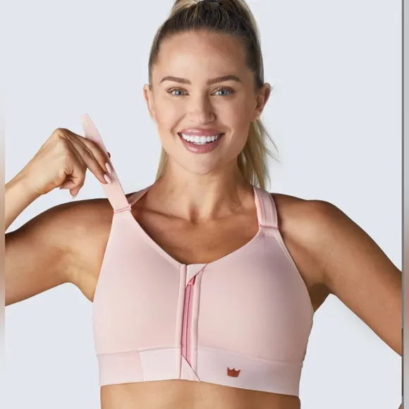 SHEFIT Active Gym Yoga Running Stretch Medium Impact Flex Sports Bra Blush EUC