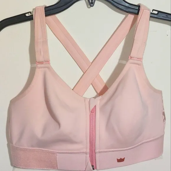 SHEFIT Active Gym Yoga Running Stretch Medium Impact Flex Sports Bra Blush EUC