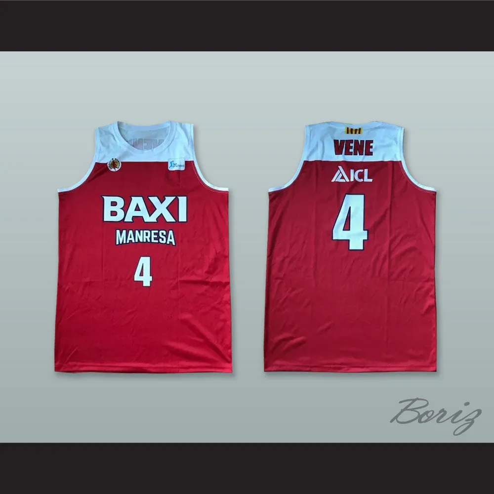 Siim-Sander Vene 4 Basquet Manresa Spain Red Basketball Jersey