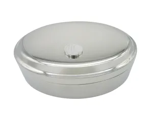 Silver Toned Etched Round Basketball Pendant Oval Trinket Jewelry Box
